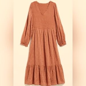 Old Navy Prairie Dress TALL Smocked Midi Dress Swiss Dot Dress